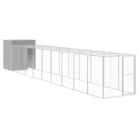 vidaXL Chicken Cage with Run Light Grey 165x1067x181 cm Galvanised Steel