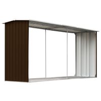 vidaXL Garden Log Storage Shed Galvanised Steel 330x92x153 cm Brown