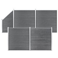 vidaXL WPC Fence Set 4 Square + 1 Slanted 792x186 cm Grey