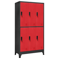 vidaXL Lockerkast 90x45x180 cm staal antracietkleurig en rood