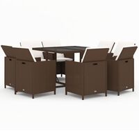 vidaXL Set de comedor jardín 9 pzas y cojines ratán sintético marrón