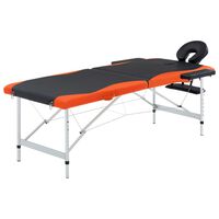 vidaXL Massagetisch Klappbar 2 Zonen Aluminium Schwarz und Orange