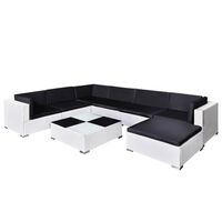 vidaXL 8 pcs conjunto lounge de jardim c/ almofadões vime PE branco