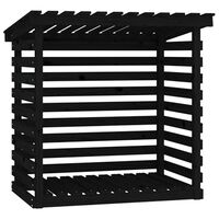 vidaXL Support pour bois de chauffage Noir 108x73x108 cm Bois de pin