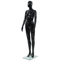 vidaXL mannequin kvinde fuld figur glassokkel sort højglans 175 cm