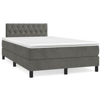 vidaXL Posteľný rám boxspring s matracom tmavosivý 90x190 cm zamat