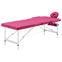 vidaXL Massageliege Klappbar 3-Zonen mit Aluminiumgestell Rosa