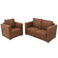 vidaXL Ensemble de canapés 2 pcs cuir daim synthétique