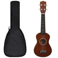 vidaXL Soprano Ukulele Set with Bag for Kids Dark Wood 21"