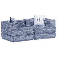 vidaXL Canapea puf modulară cu 2 locuri, indigo, material textil