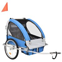 vidaXL Remolque para bicicletas y cochecito 2 en 1 azul y gris