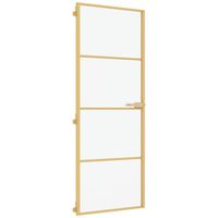 vidaXL Porte intérieure mince doré 76x201,5 cm verre trempé aluminium