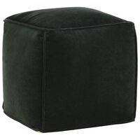 vidaXL Pouf Velours de coton 40x40x40 cm Vert forêt