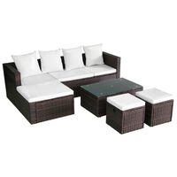 vidaXL 4 Piece Garden Lounge Set with Cushions Poly Rattan Brown