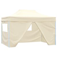 vidaXL Tenda pop-up dobrável com 4 paredes laterais 3x4,5 m branco nata