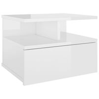 vidaXL Mesa cabeceira suspensa 40x31x27 cm contrapl. branco brilhante