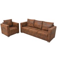 vidaXL Sofa Set 2 Pieces Artificial Suede Leather