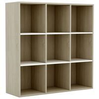 vidaXL Book Cabinet White and Sonoma Oak 98x29x97.5 cm Engineered Wood