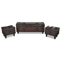 vidaXL Storage Bench Set Brown 3 pcs