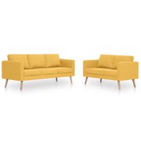 vidaXL 2 Piece Sofa Set Fabric Yellow