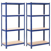 vidaXL Prateleiras de arrumação 2 pcs azul 80x40x160 cm aço e MDF