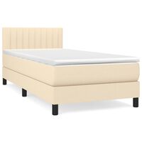 vidaXL Κρεβάτι Boxspring με Στρώμα Κρεμ 80 x 200 εκ. Υφασμάτινο