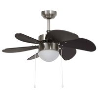 vidaXL Stropní ventilátor se světlem 76 cm tmavě hnědý