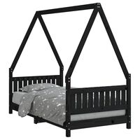 vidaXL Kinderbedframe 80x160 cm massief grenenhout zwart