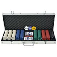 vidaXL Pokerset med 500 marker aluminium