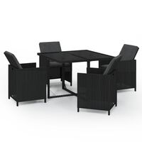 vidaXL Set comedor de jardín 5 pzas con cojines ratán sintético negro