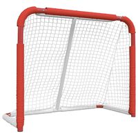 vidaXL Portería de hockey poliéster rojo y blanco 137x66x112 cm