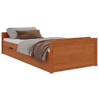 vidaXL Estrutura cama c/ gavetas 90x200 cm pinho maciço castanho mel