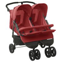 vidaXL Tweelingkinderwagen staal rood