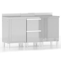 vidaXL Commercial Kitchen Cabinets 3 pcs Stainless Steel