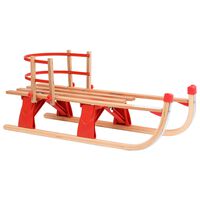 vidaXL Folding Snow Sledge with Backrest 119 cm Wood