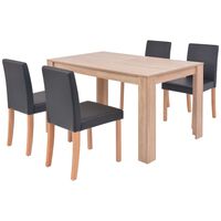 vidaXL Eettafel met stoelen kunstleer en eiken zwart 5 st