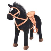 vidaXL Caballo de juguete de pie de peluche negro