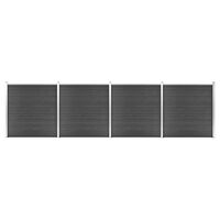 vidaXL Conjunto de painel de vedação WPC 699x186 cm preto