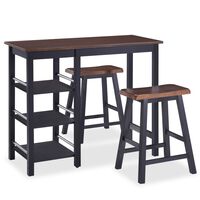 vidaXL Set mobilier de bar, 3 piese, MDF, negru