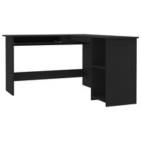 vidaXL Bureau d'angle en forme de L Noir 120x140x75cm bois ingénierie