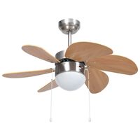 vidaXL Ceiling Fan with Light 76 cm Light Brown