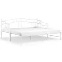 vidaXL Utdragbar sängram bäddsoffa vit metall 90x200 cm