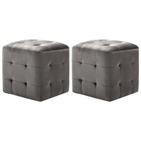 vidaXL 2 pcs Poufs Gris 30 x 30 x 30 cm Tissu velours