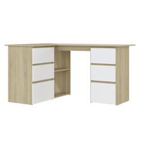 vidaXL Eckschreibtisch Weiß Sonoma-Eiche 145x100x76 cm Holzwerkstoff