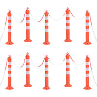 vidaXL Traffic Control Bollards 10 pcs with Chain 75 cm PE