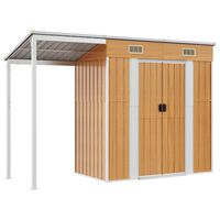 vidaXL Garden Shed with Extended Roof Light Brown 277x110.5x181cm Steel