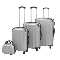 vidaXL Vierteiliges Hartschalen-Trolley-Set Silber