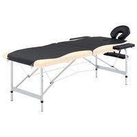 vidaXL 2-Zone Foldable Massage Table Aluminium Black and Beige