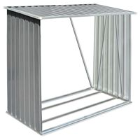 vidaXL Casetilla para leña acero galvanizado gris 163x83x154 cm