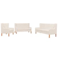 vidaXL 3-tlg. Sofa-Set Stoff Cremeweiß